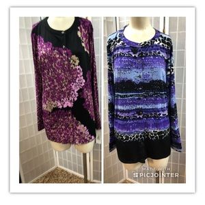 Dona Buchman, blouses (2), red, purple, size L.: